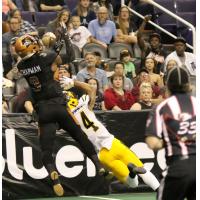 Allen Chapman of the Arizona Rattlers hauls in a pass along the sideline against the Tucson Sugar Skulls