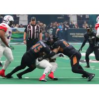 The Arizona Rattlers defense smothers a Sioux Falls Storm ballcarrier