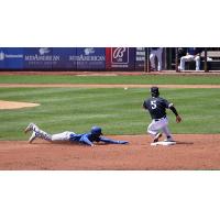 Brendon Davis of the Tulsa Drillers slides into second with a stolen base